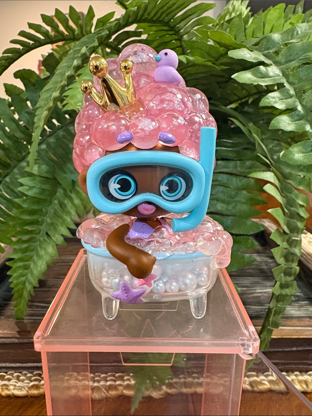Pink Bubble Bath Character Figurine with Blue Snorkel